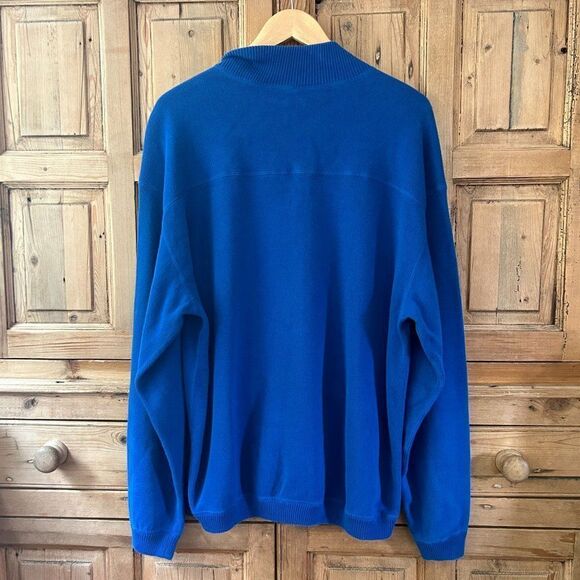 Men's Tommy Bahama Large Blue Gray Reversible Sweater Pullover 1/4 Zip V-Neck - Picture 5 of 10